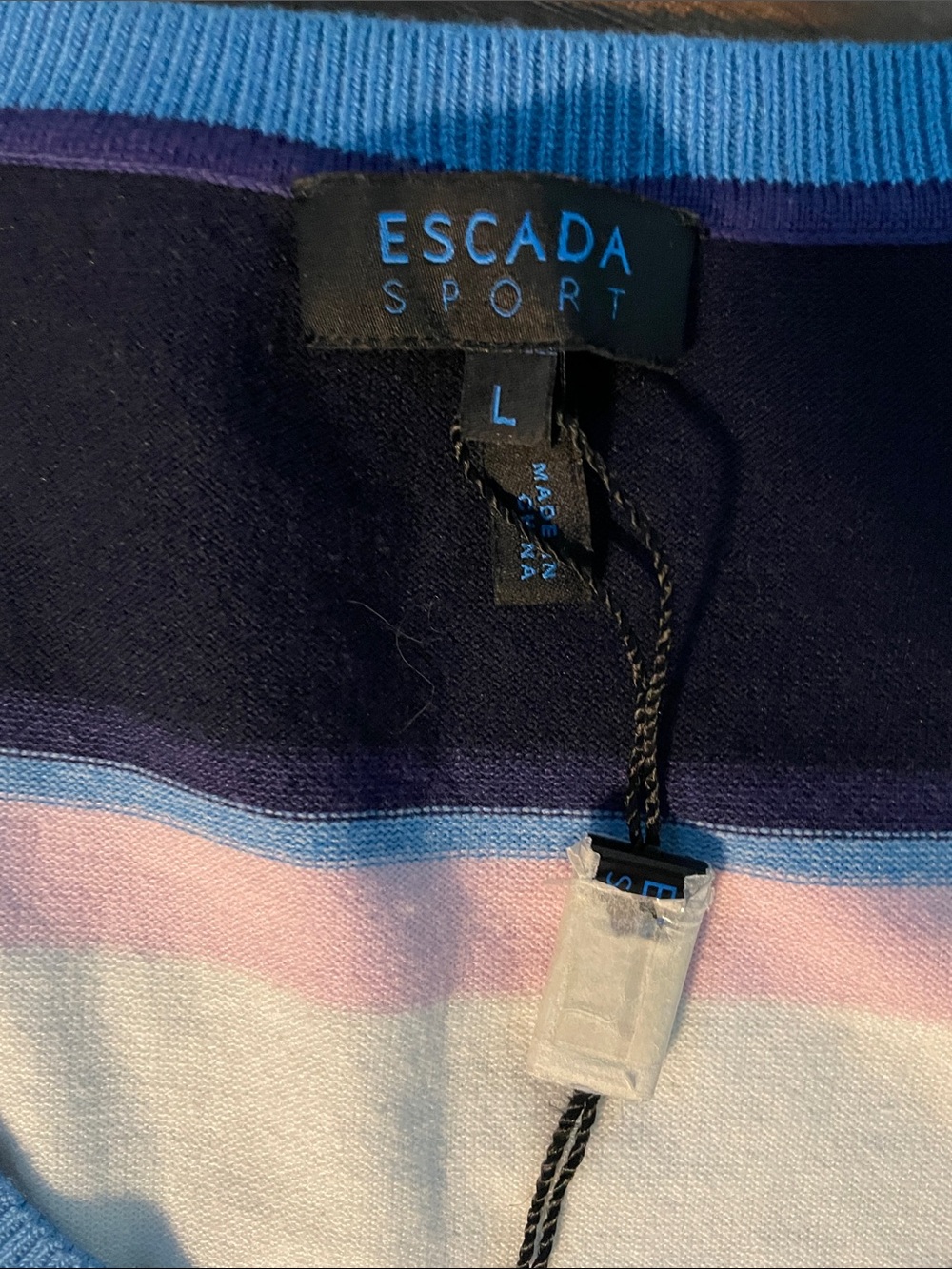 Escada Multicolor Striped Knit Tank — Navy, Gray, White, Brown, Pink, Blue - Picture 2 of 7